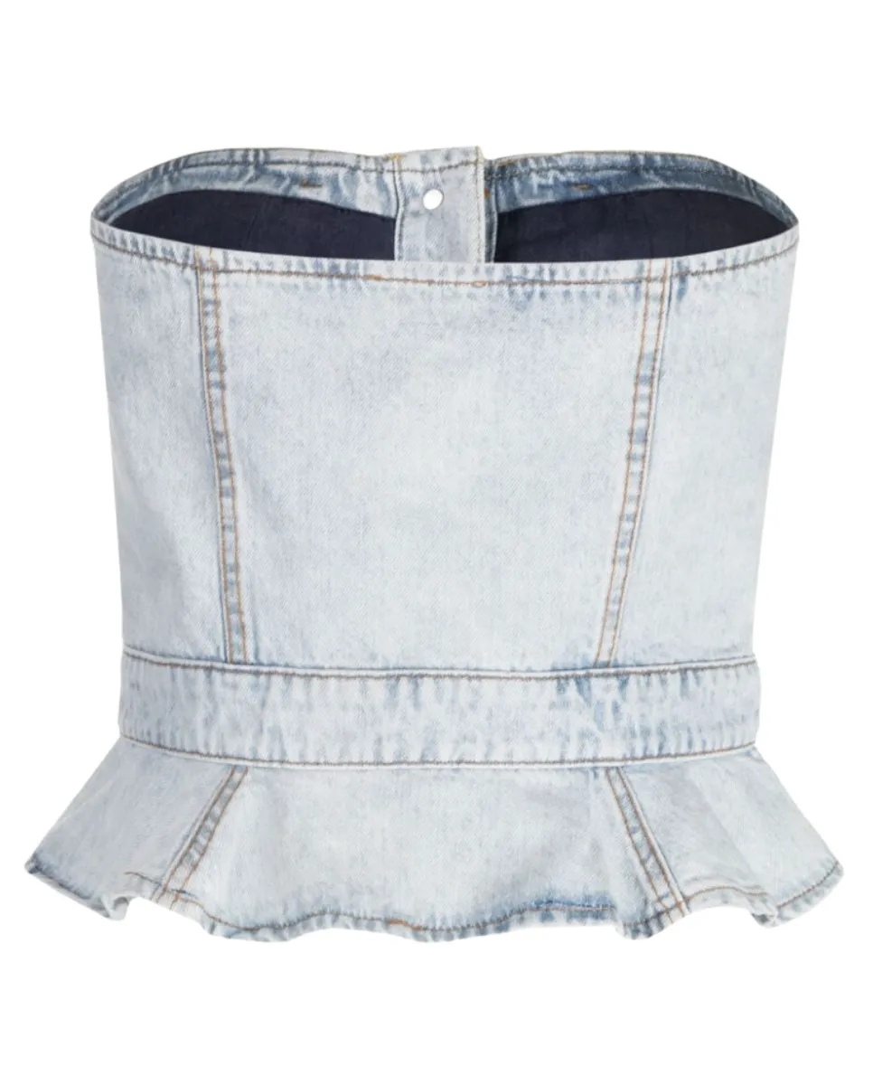 Strapless Denim Top Washed Denim