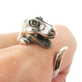 T Rex Dinosaur Shaped Animal Wrap Ring in 925 Sterling Silver | US Sizes 3 to 8