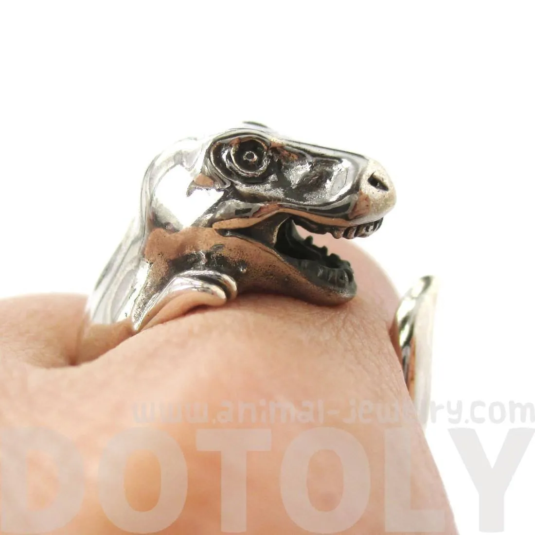 T Rex Dinosaur Shaped Animal Wrap Ring in 925 Sterling Silver | US Sizes 3 to 8