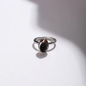 Exquisite Tahitian Keshi Pearl Ring with Stunning Black Diamond Accent