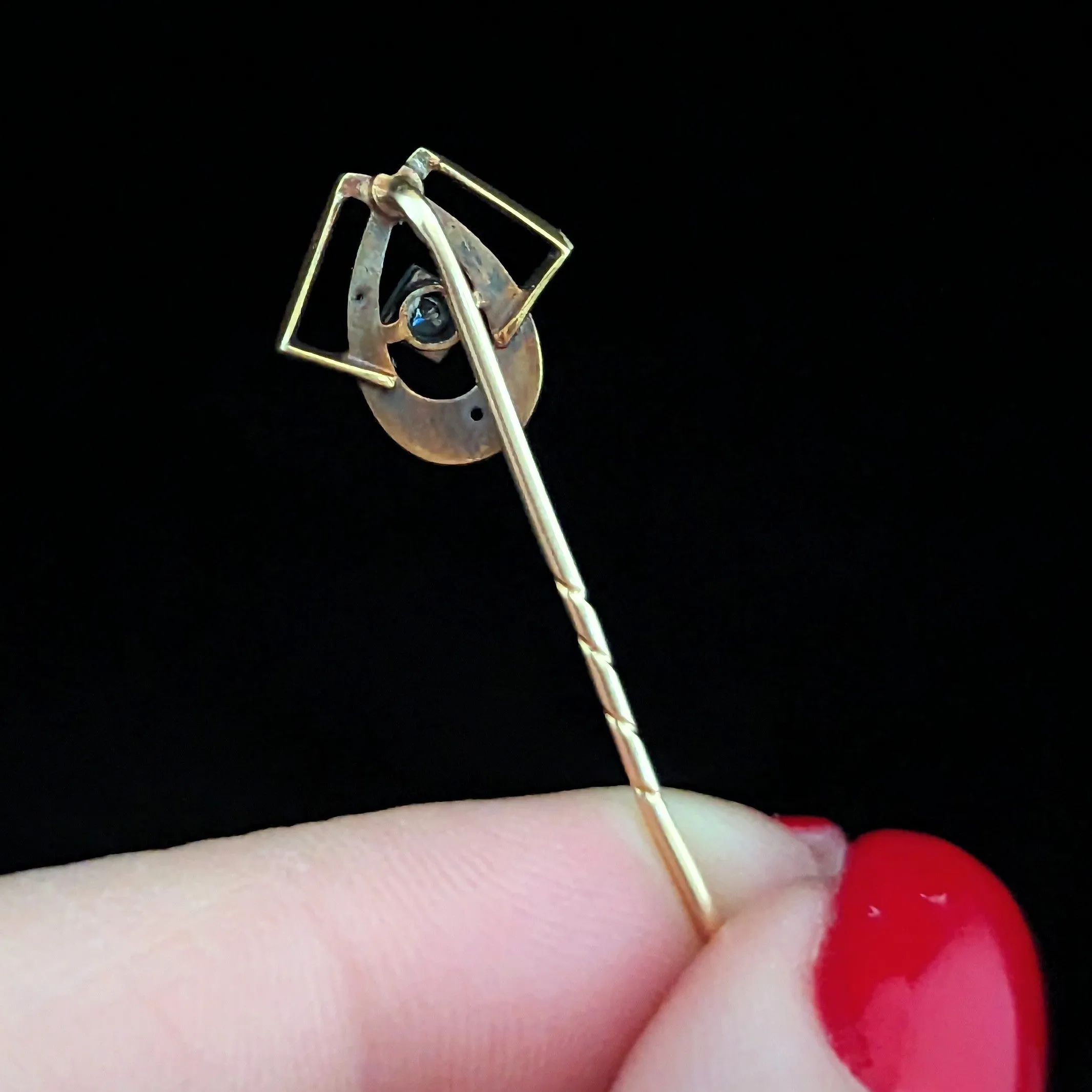 The Seattle - Art Nouveau Era Old Cut Diamond 18k Gold Stick Pin