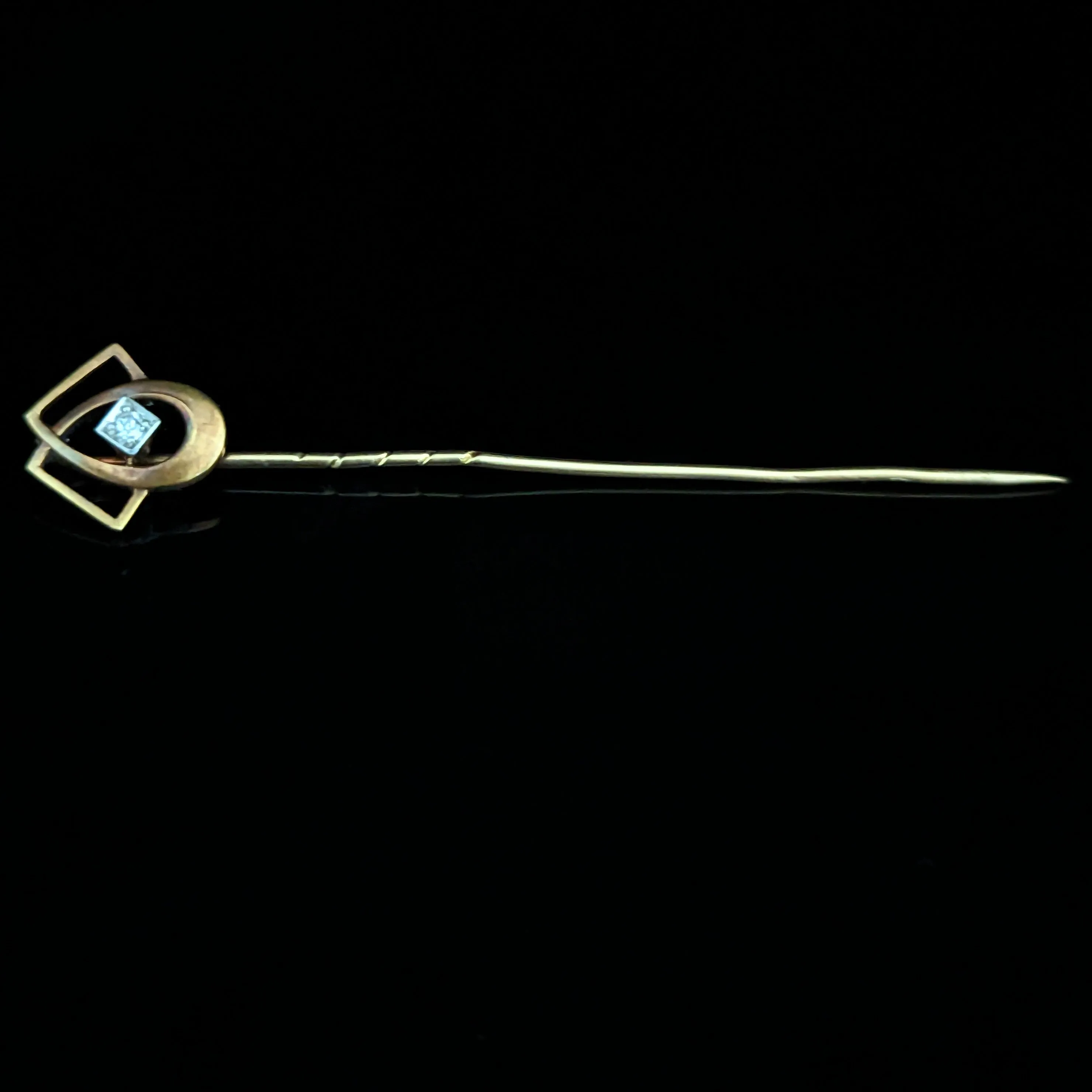 The Seattle - Art Nouveau Era Old Cut Diamond 18k Gold Stick Pin