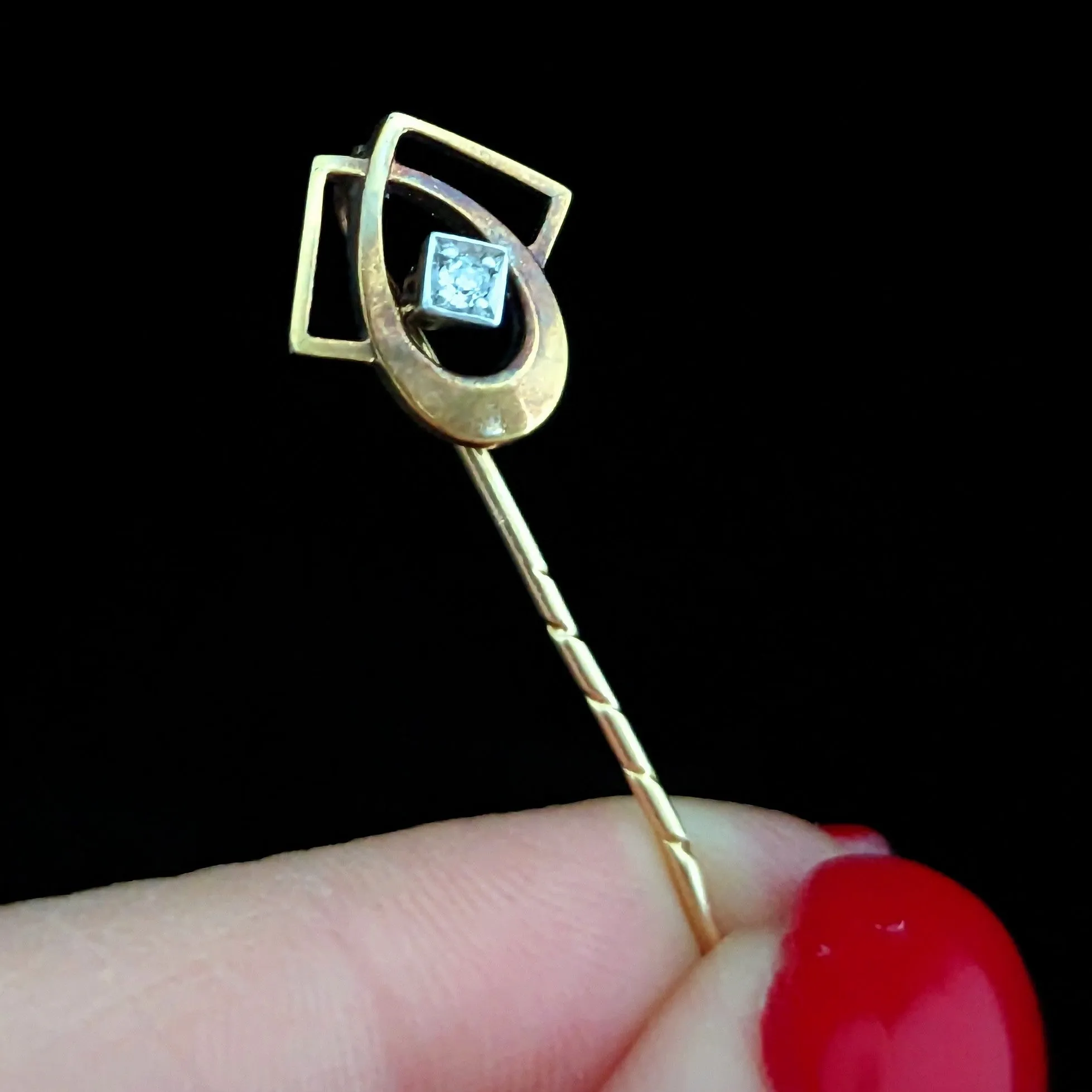 The Seattle - Art Nouveau Era Old Cut Diamond 18k Gold Stick Pin