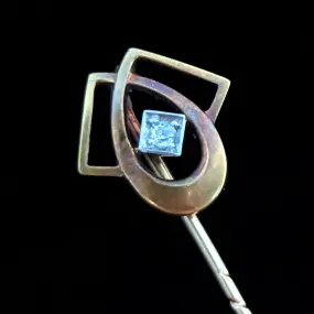 The Seattle - Art Nouveau Era Old Cut Diamond 18k Gold Stick Pin