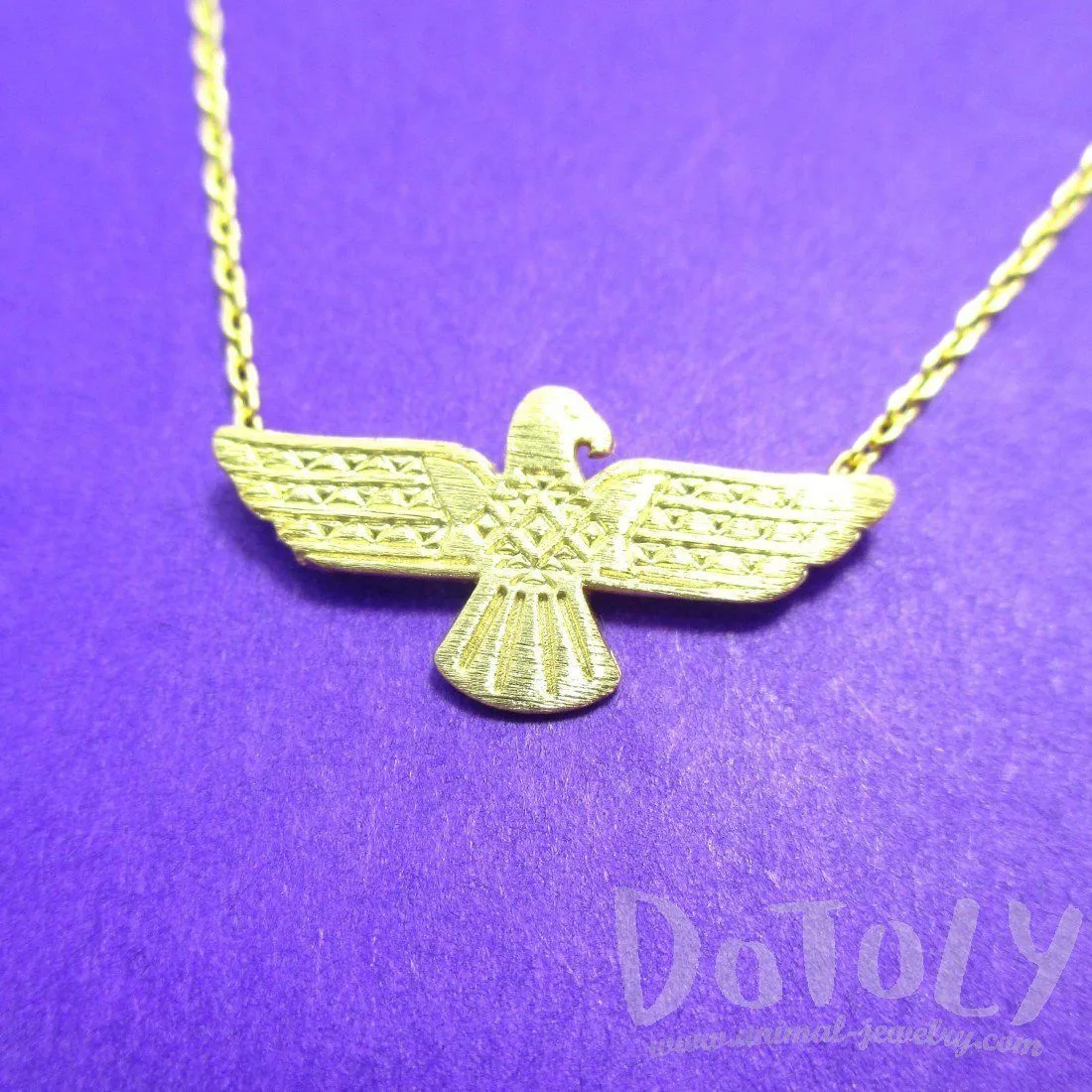 Tribal Eagle Shaped Bohemian Charm Necklace in Gold | DOTOLY