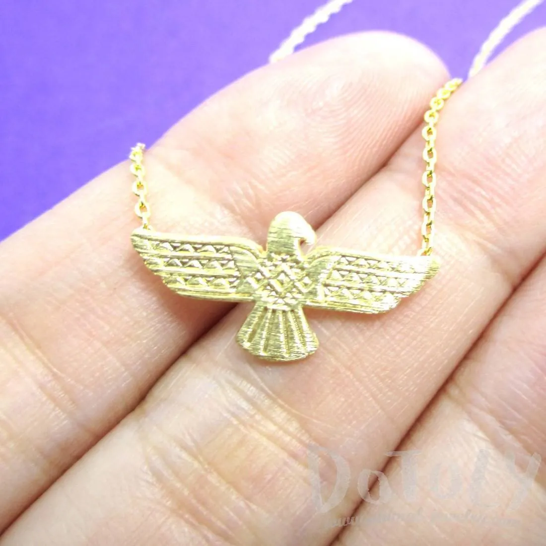 Tribal Eagle Shaped Bohemian Charm Necklace in Gold | DOTOLY