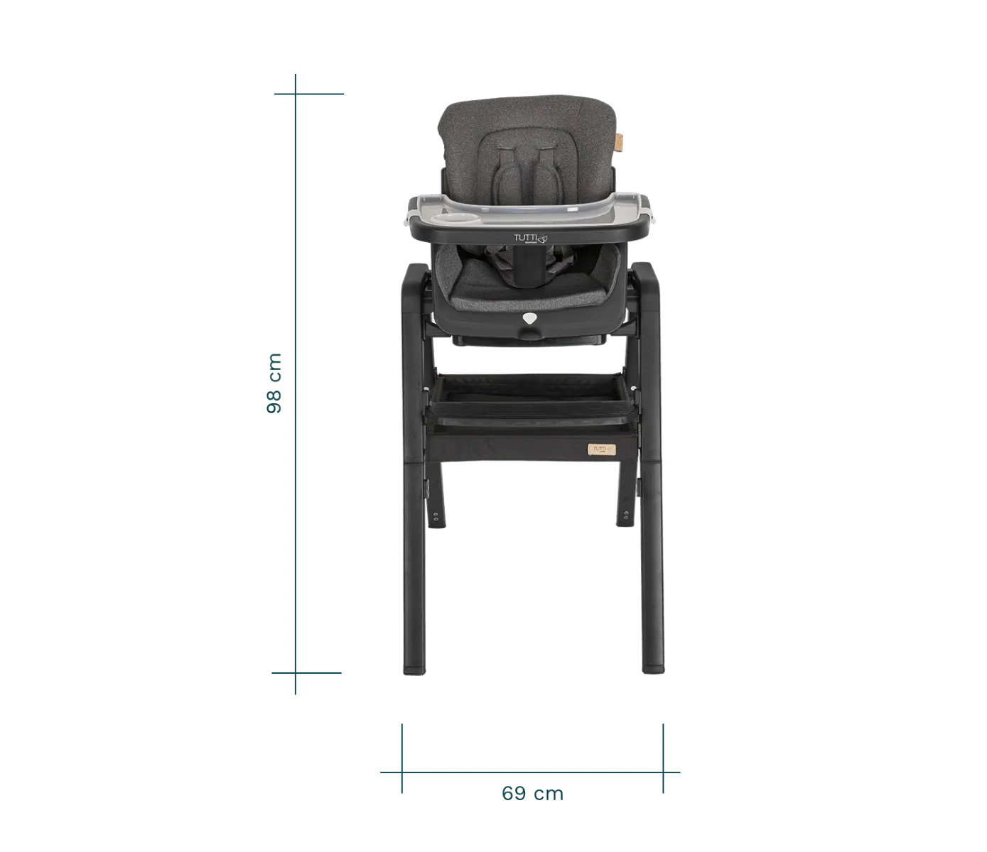 Tutti Bambini Nova Birth to 12 Years Highchair Package - Black/Black