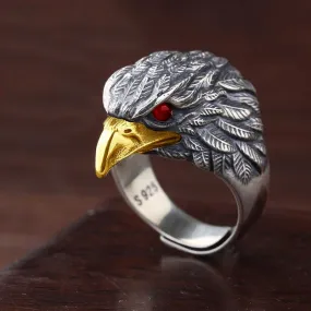 Unique S925 Silver Eagle Head Ring