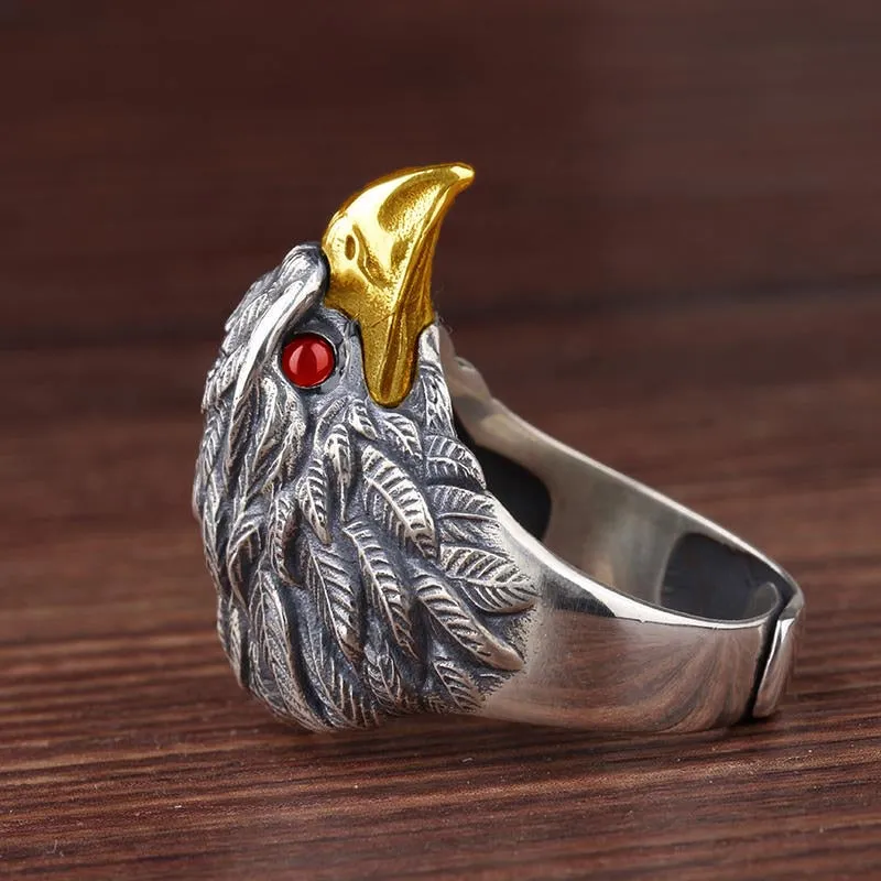 Unique S925 Silver Eagle Head Ring