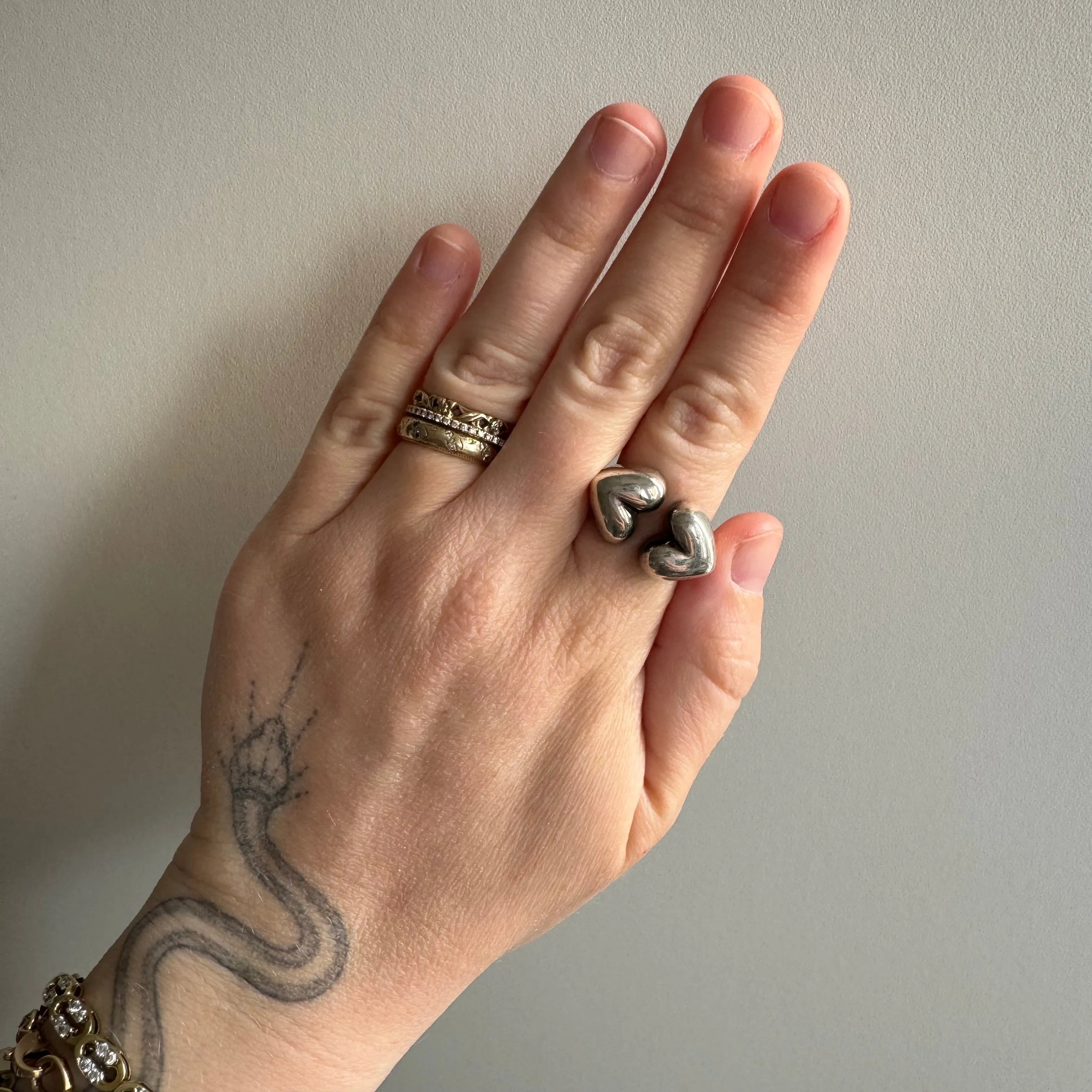 V I N T A G E // more love / sterling silver chunky heart ring / size 7