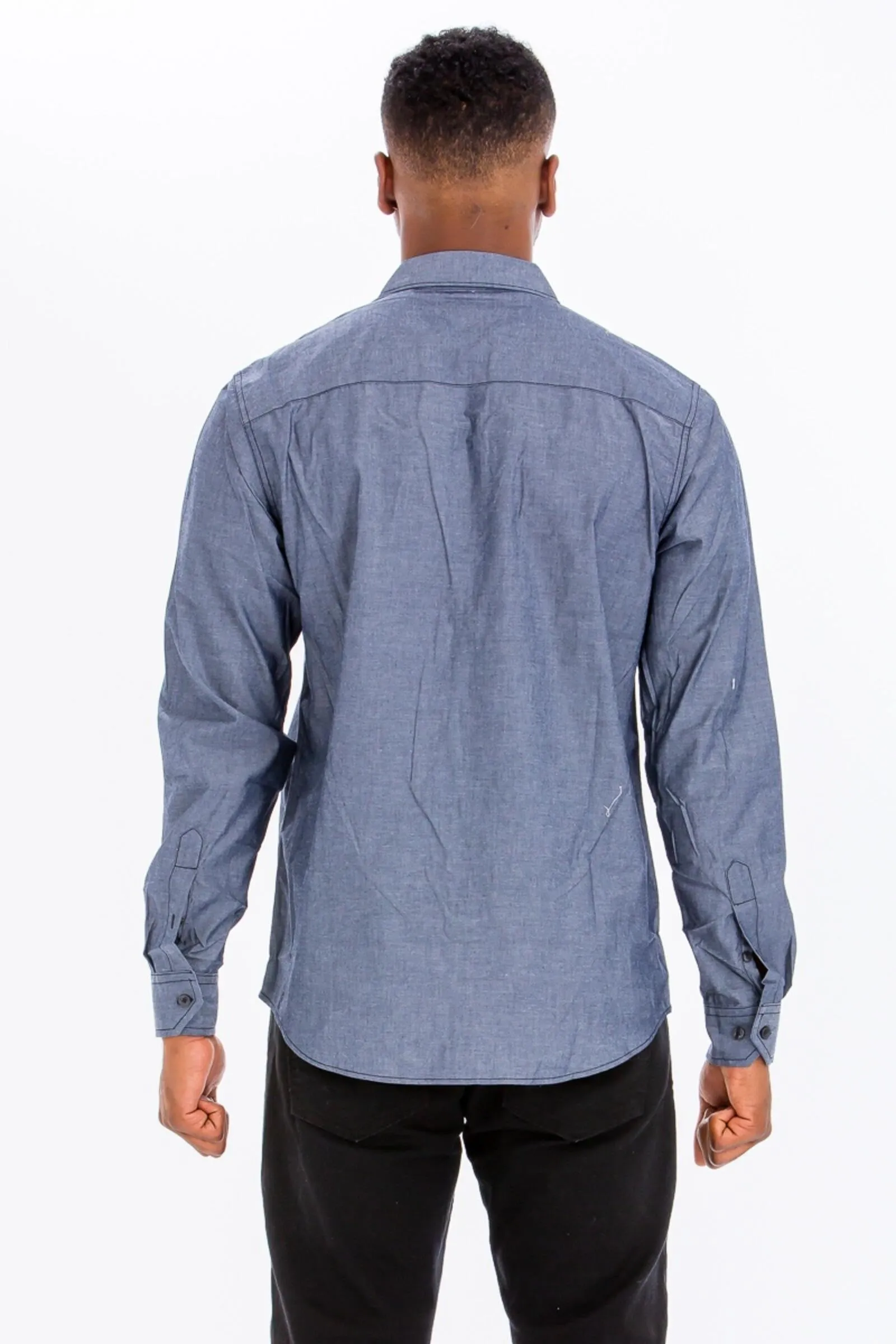 WEIV Light Denim Long Sleeved Button Down Shirt