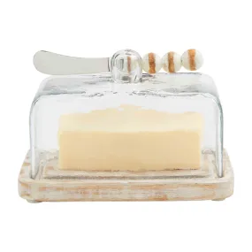 White Bead Butter Dish Set