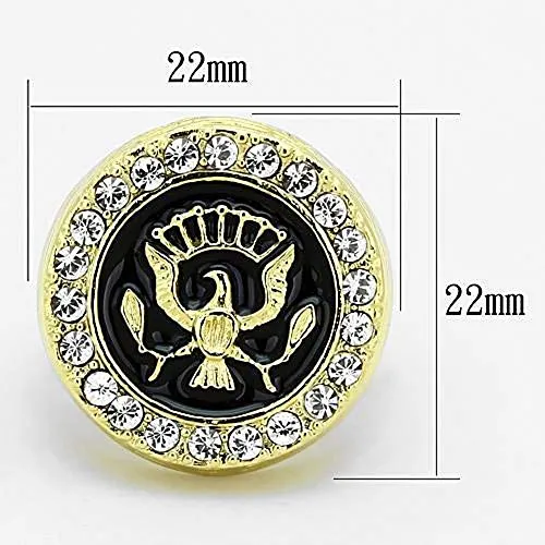 WildKlass Stainless Steel Eagle Ring IP Gold Men Top Grade Crystal Clear